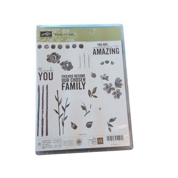 Stampin' Up! PAINTED PETALS Stamp Set of 13 137146 Family Friends Thanks Flowers - Picture 1 of 5